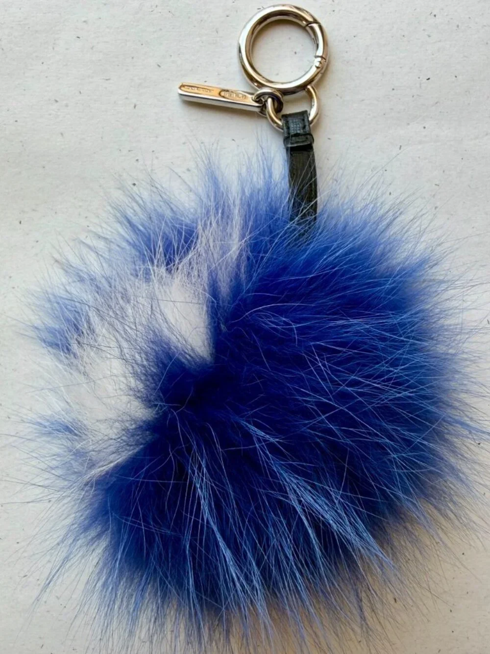Fendi Blue White Fox Fur Pom Pom Bag Charm